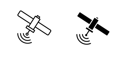 Satellite icons set for apps and web ui designs. simple isolated graphics.