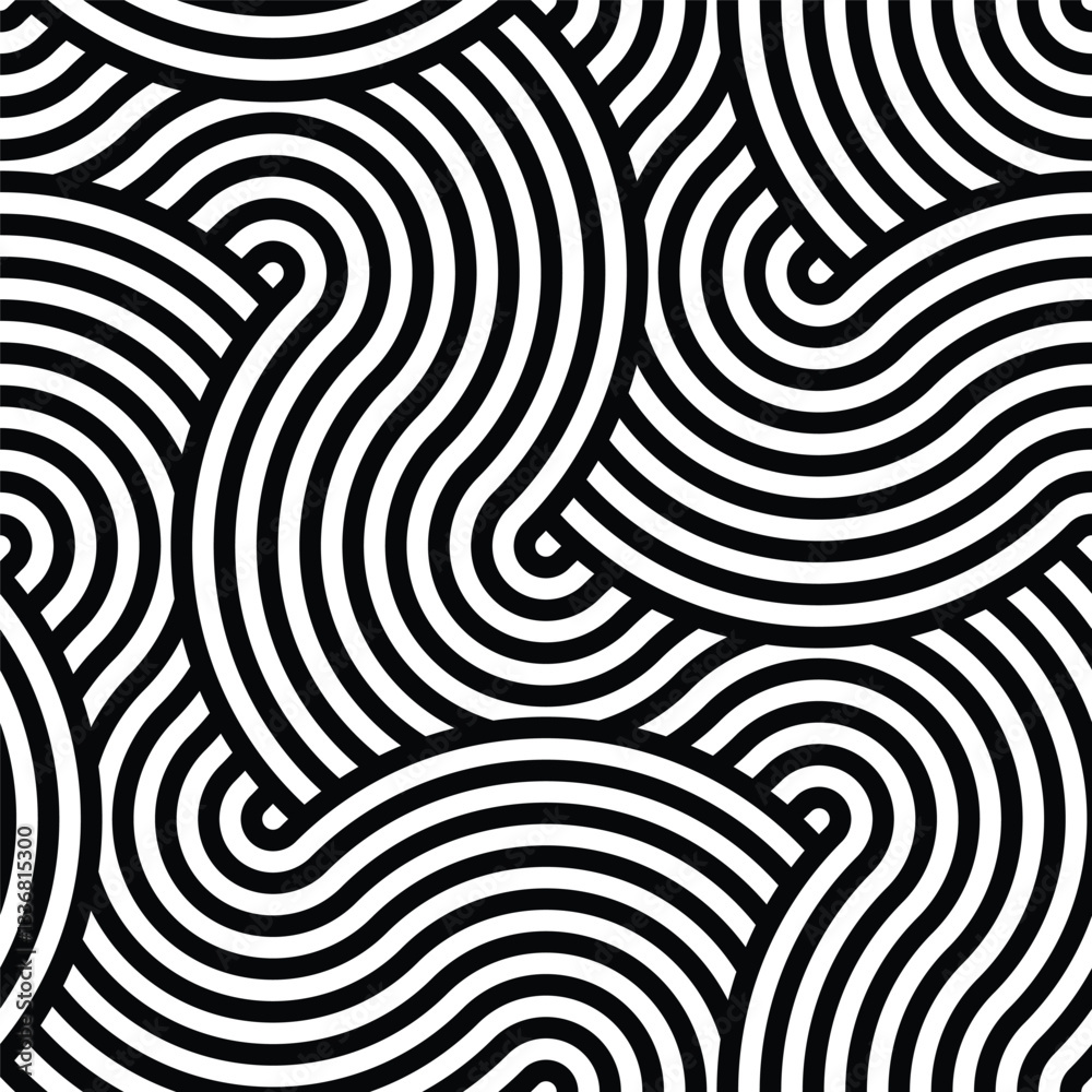 Poster seamless braided monochrome wavy pattern. vector geometric abstract background. modern linear textur