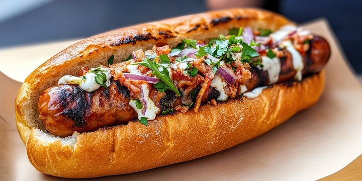 delicious bratwurst in brotchen 