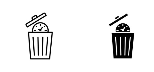 Time waste icons set for apps and web ui designs. simple isolated graphics.