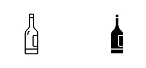 Wine bottle icons set for apps and web ui designs. simple isolated graphics.