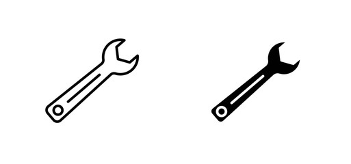 Wrench icons set for apps and web ui designs. simple isolated graphics.