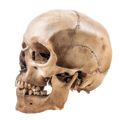 Skull white background anthropology sculpture.