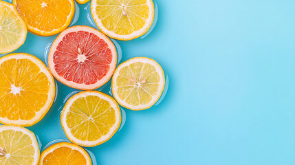 Obraz premium Fresh citrus slices in water create vibrant, refreshing scene, perfect for detox and nutrition
