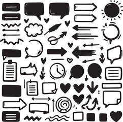 Hand-Drawn Highlight Strokes – Sketch Ellipses and Ovals Doodle Set







