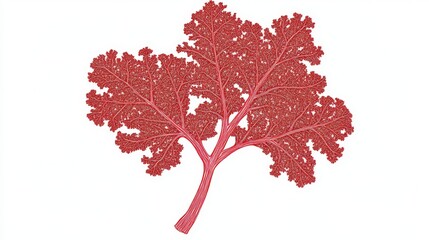 Stunning Fractal Leaf Design in Crimson Hues