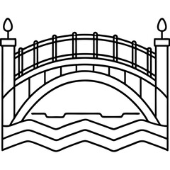 Minimal Bridge Contour Drawing in Linear Style Representing Urban Connection with Copy Space
