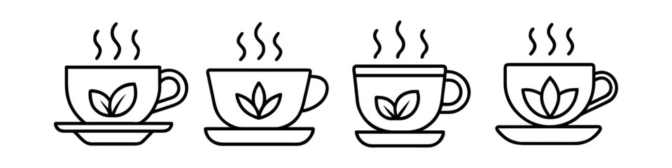 calming tea icon, calming tea line art - simple line art of calming tea, perfect for calming tea logos and icons