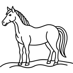 Obraz premium Minimalist Horse Line Drawing in Simple Style Representing Natural Grace with Copy Space