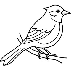 Obraz premium Simple Bird on Branch Line Drawing in Minimal Style Representing Nature's Song with Copy Space