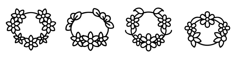 flower crown icon, flower crown line art - simple line art of flower crown, perfect for flower crown logos and icons