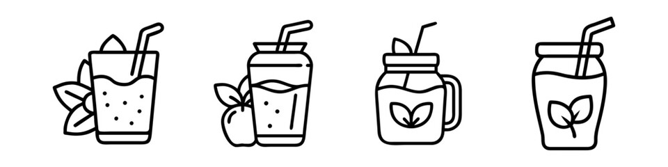 green smoothie icon, green smoothie line art - simple line art of green smoothie, perfect for green smoothie logos and icons
