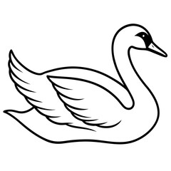 Elegant Swan With Flowing Lines Against Pure White Background With Copy Space
