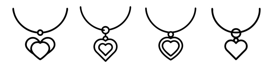 heart necklace icon, heart necklace line art - simple line art of heart necklace, perfect for heart necklace logos and icons