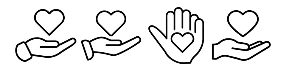 Obraz premium heart on palm icon, heart on palm line art - simple line art of heart on palm, perfect for heart on palm logos and icons