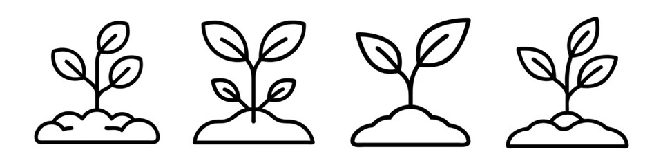 plant sprouting icon, plant sprouting line art - simple line art of plant sprouting, perfect for plant sprouting logos and icons