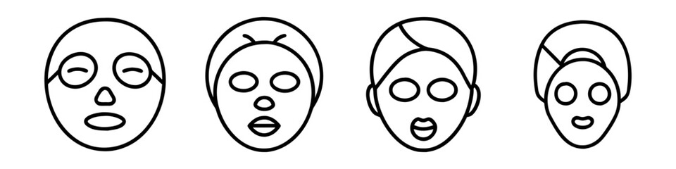 spa face mask icon, spa face mask line art - simple line art of spa face mask, perfect for spa face mask logos and icons