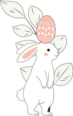 Cute Easter Bunny Balancing Egg – Whimsical Springtime Illustration