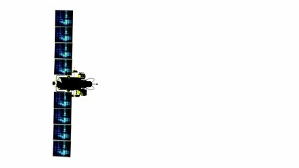 A 3d model of space satellite starship telecommunication station, futuristic sputnik system model digital render floating, isolated on white background. © kinomaster