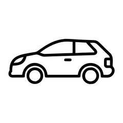 Outline car silhouette in black on white background