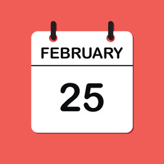 February 25. Daily Calendar icon for design. Simple design for business brochure, flyer, print media, advertisement. Easily editable.