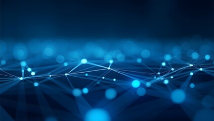 Fototapeta premium Deep Blue Digital Grid With Glowing Cyber Security Nodes