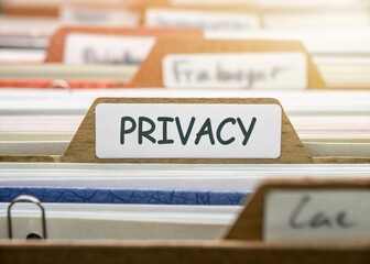 Organized file folders with a focus on the label "Privacy" in a document management system.