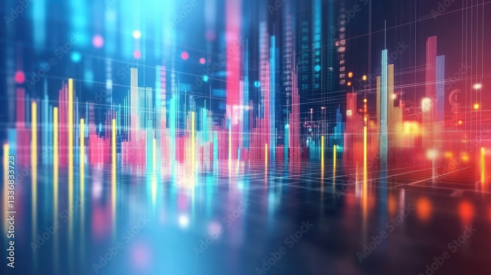 Poster high-tech analytics dashboard concept with holographic graphs and modern ui elements.