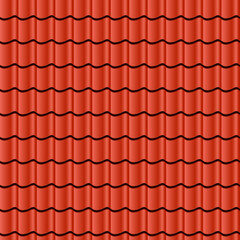 A seamless background of red metal roof. Roof tiles vector graphics.