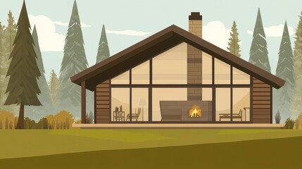 Modern Rustic Cabin in a Peaceful Forest Setting