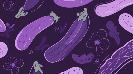 Purple Vegetable Pattern - Abstract Veggie Design