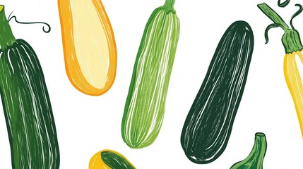 A Colorful Collection of Hand-Drawn Summer Squash