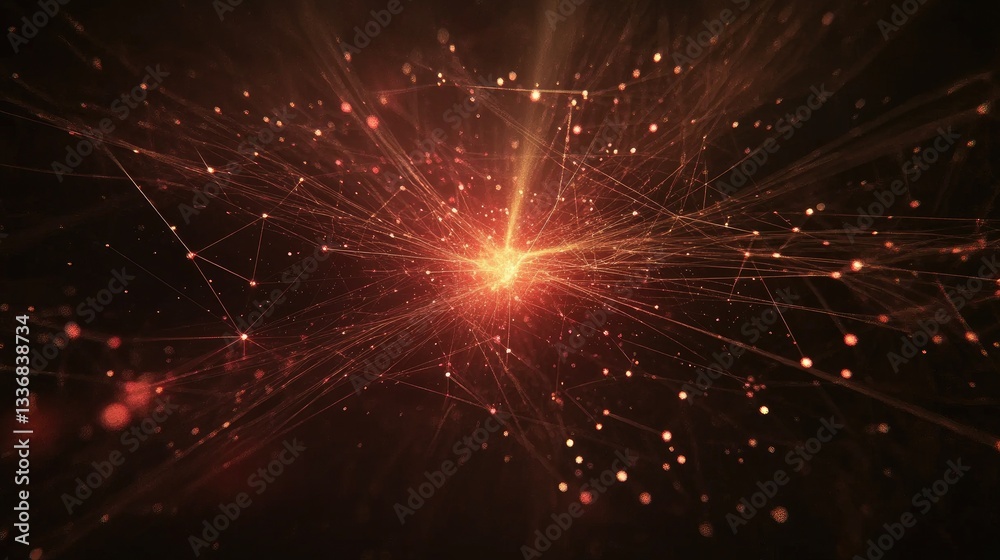 Poster network intelligence and big data visualization with smart graphs and interconnected digital points.