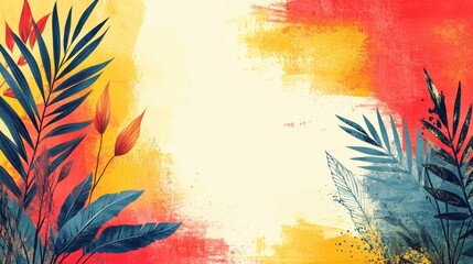 Obraz premium Tropical Leaves Summer Background Design Template