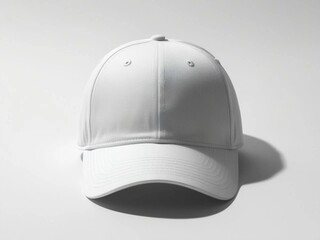 Blank white baseball cap mockup on white background.