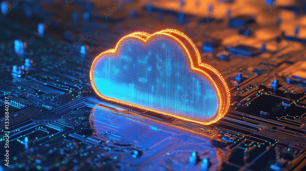 Poster secure cloud-based communication with futuristic encryption visuals.