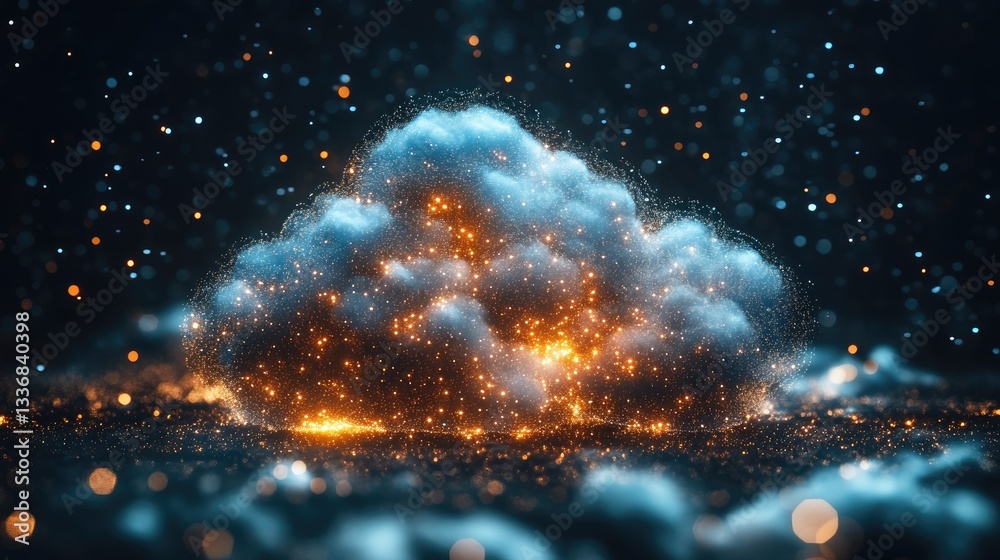 Poster secure cloud-based communication with futuristic encryption visuals.