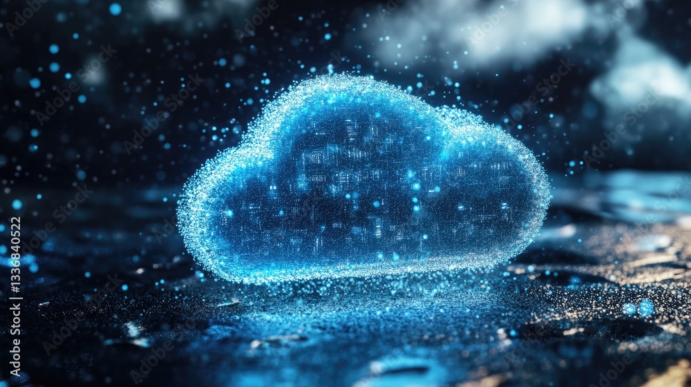 Poster secure cloud storage concept with ai-driven data protection.