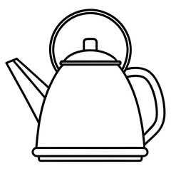 Fototapeta premium Simple Line Art Kettle Vector
