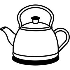 Simple Line Art Kettle Vector