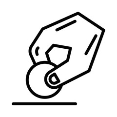 Hand holding a coin, symbol of payment and finance. Vector icon. Editable stroke.