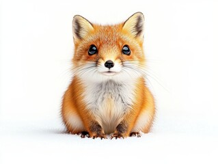 Cute red fox sitting in snow, showcasing its vibrant fur and expressive eyes