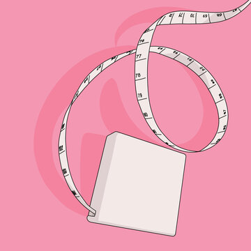 Measuring Tape Vector Illustration with Pink Background