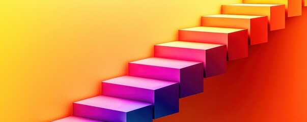 Fototapeta premium A colorful staircase with blocks of different colors