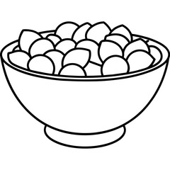 Simple Line Art of a Fresh Salad Bowl