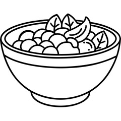 Simple Line Art of a Fresh Salad Bowl