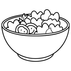Simple Line Art of a Fresh Salad Bowl