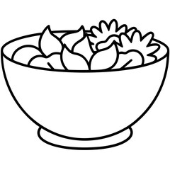 Simple Line Art of a Fresh Salad Bowl