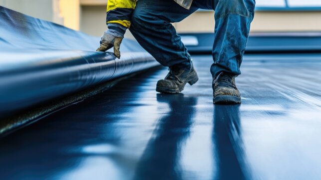 Expert Worker Implementing TPO Membrane for Durable Water Resistance in Building Construction