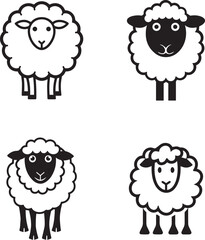 Sheep vector set black and white